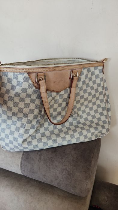 Duża torba LV elementy ze skóry naturalnej