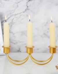 Castiçal suporte 3 velas dourado