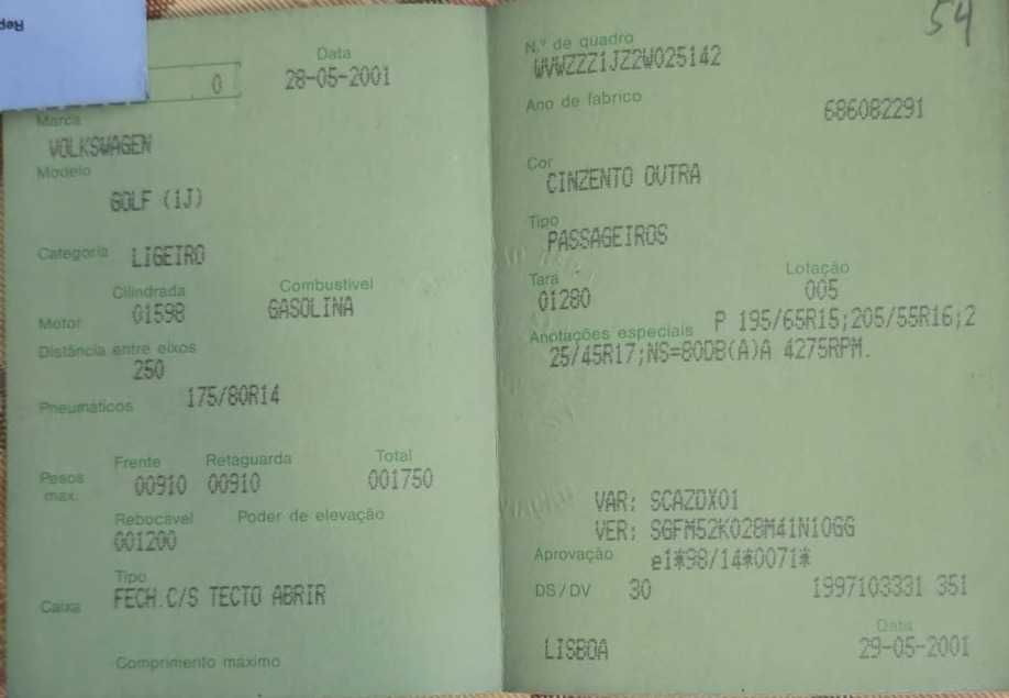 Vende-se VW Golf 1600, gasolina (edição especial 25 anos) - 50520 Kms