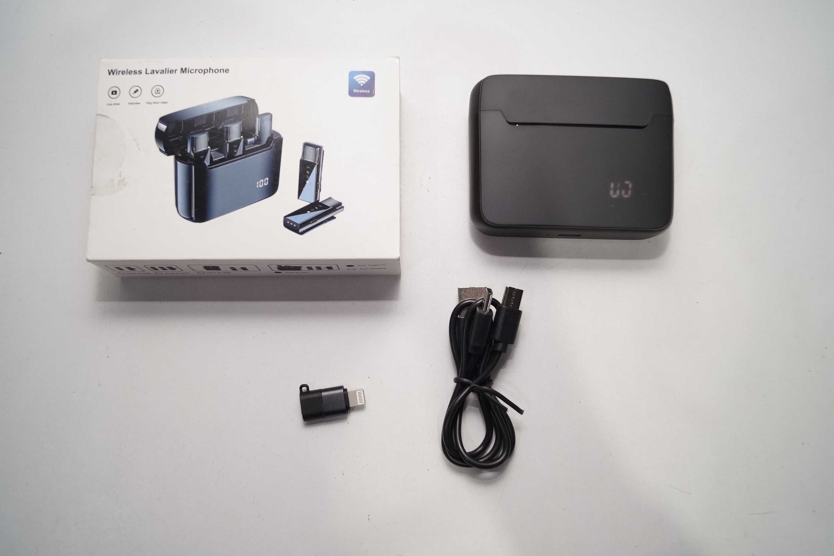 Bezprzewodowe mikrofony zestaw 2x mikrofon USB-C powerbank 2,4G