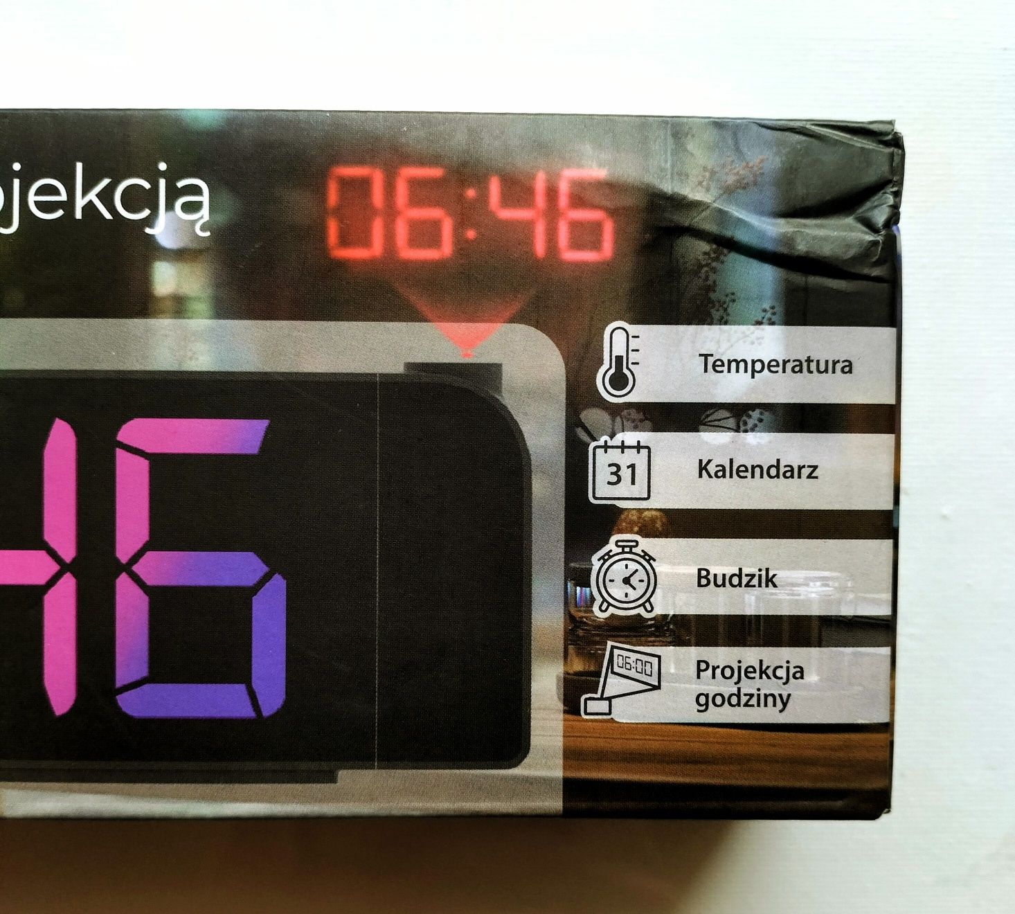 Budzik LED z projekcją, nowy, nie używany