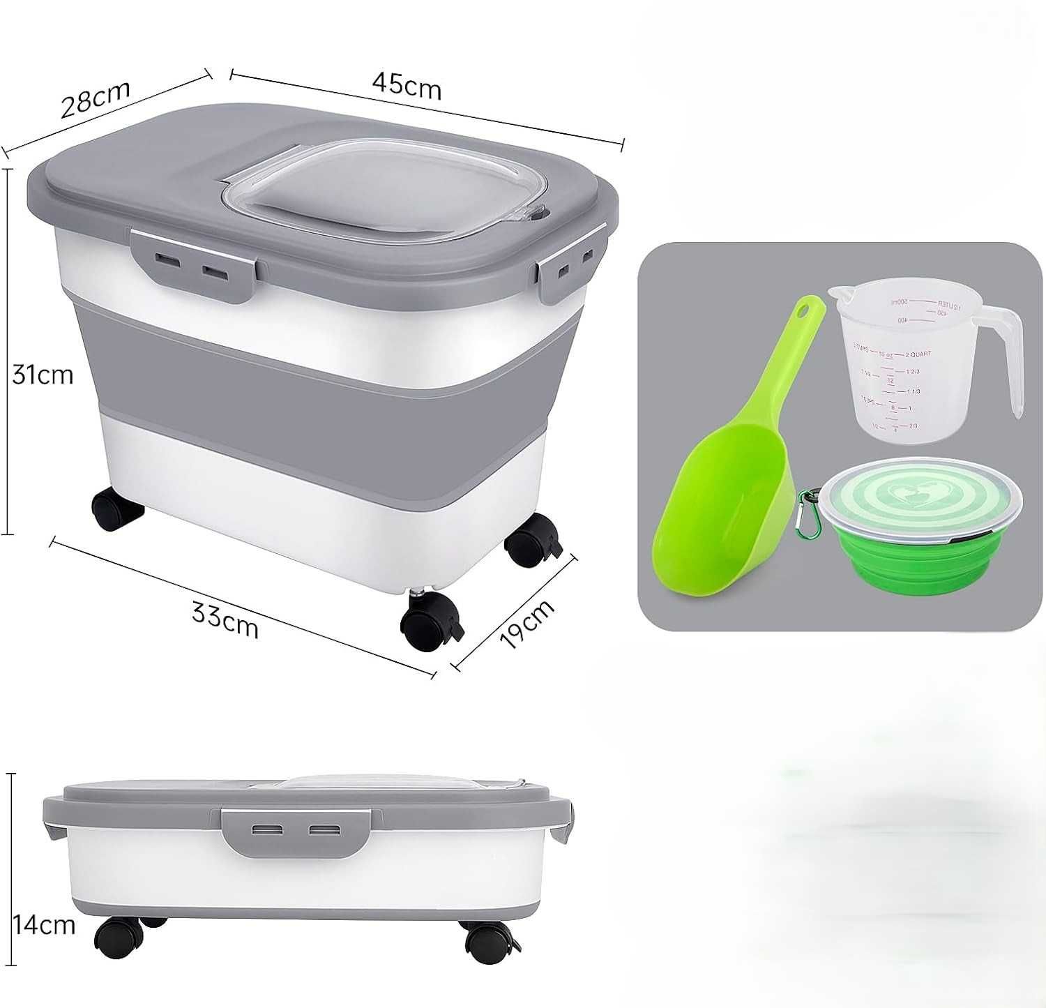 Wuciray Pojemnik na Karmę dla Psa 7-10 kg Składany z Kółkami