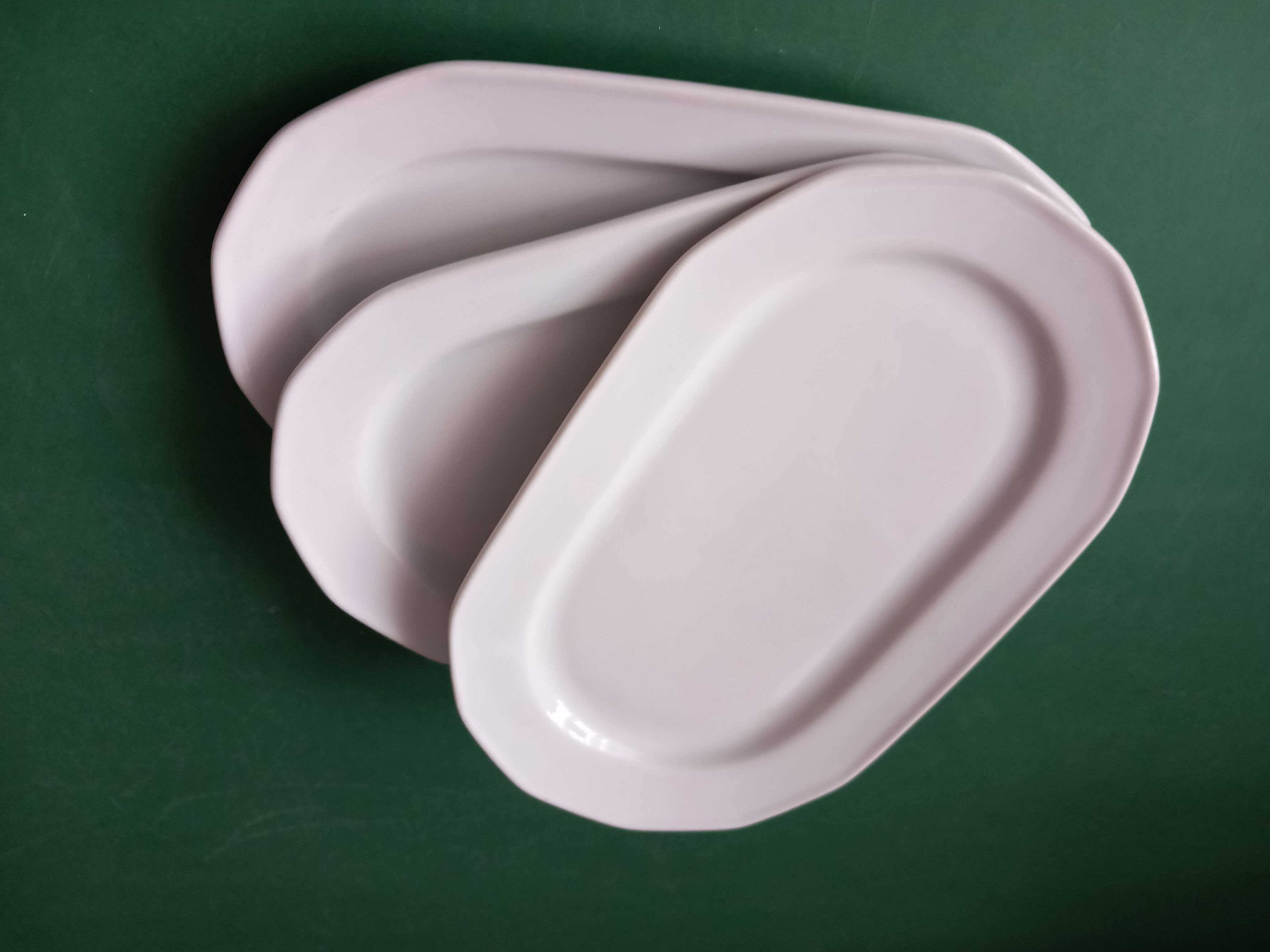 Małe półmiski biały porcelit Talerze podłużne 23,5x15x2 cm -3 szt.