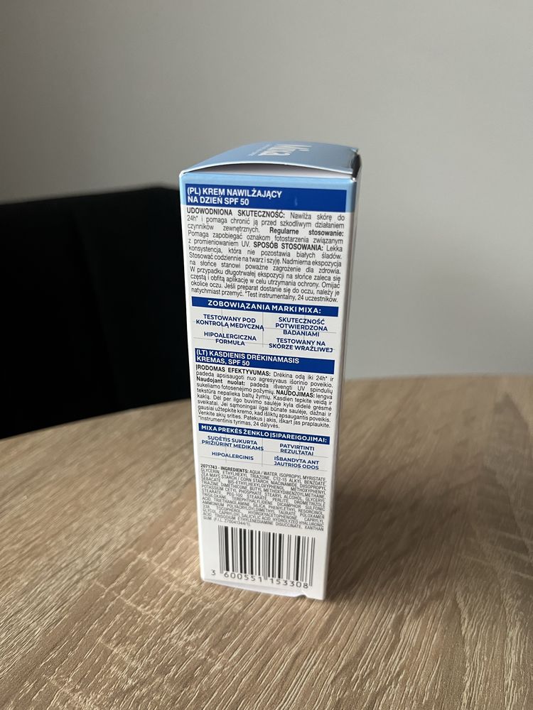 MIXA spf50 krem nawilżający z kwasem hialuronowym 50ml krem do twarzy