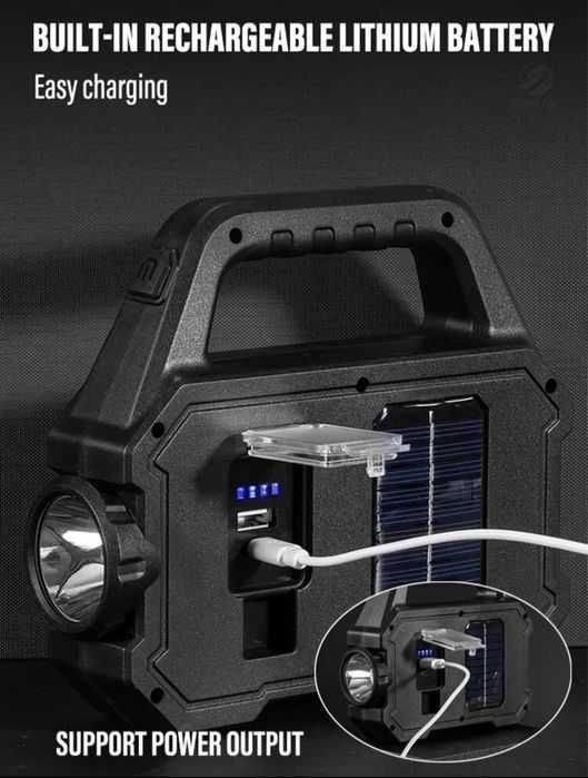 Ліхтар з сонячною батареєю і USB зарядкою.Фонарь,фонарик, Ліхтарик