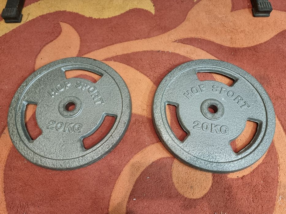 Talerze obciążenie na siłownię żeliwne 2 x 20 kg  kierownica Hop Sport