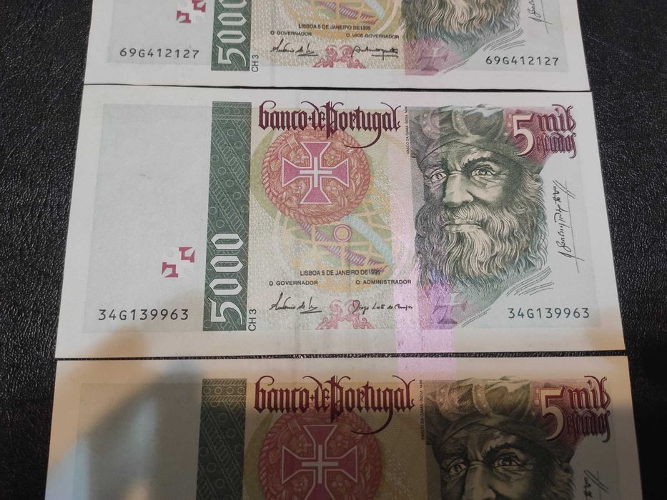 Notas de 5000$ Vasco da Gama - como Novas