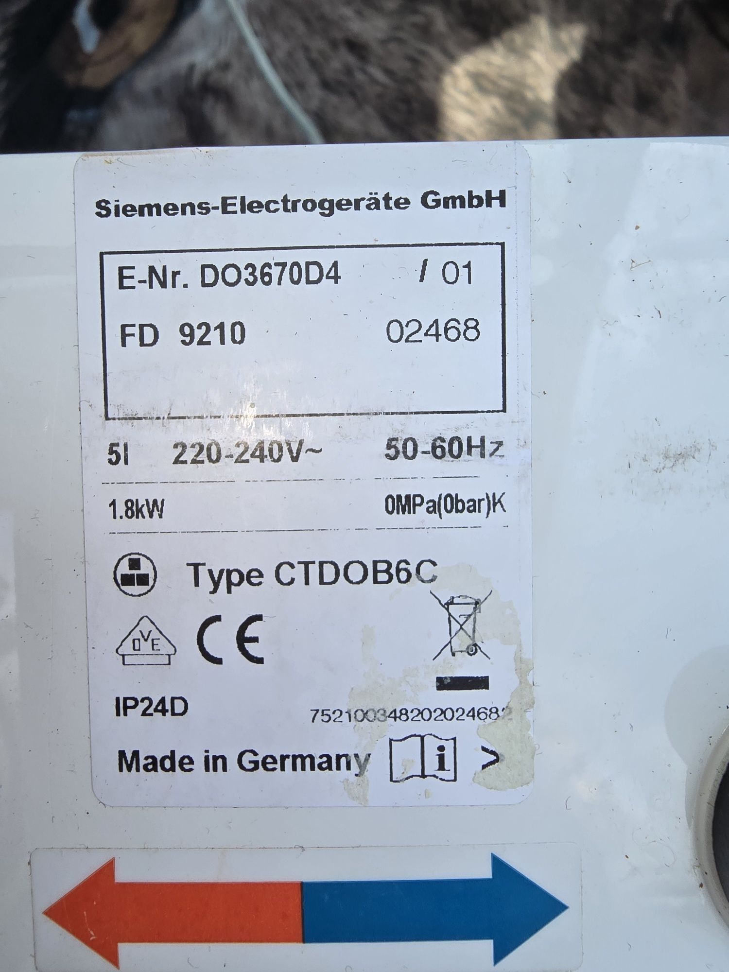 Sprzedam sprawny podgrzewacz  do wody siemens