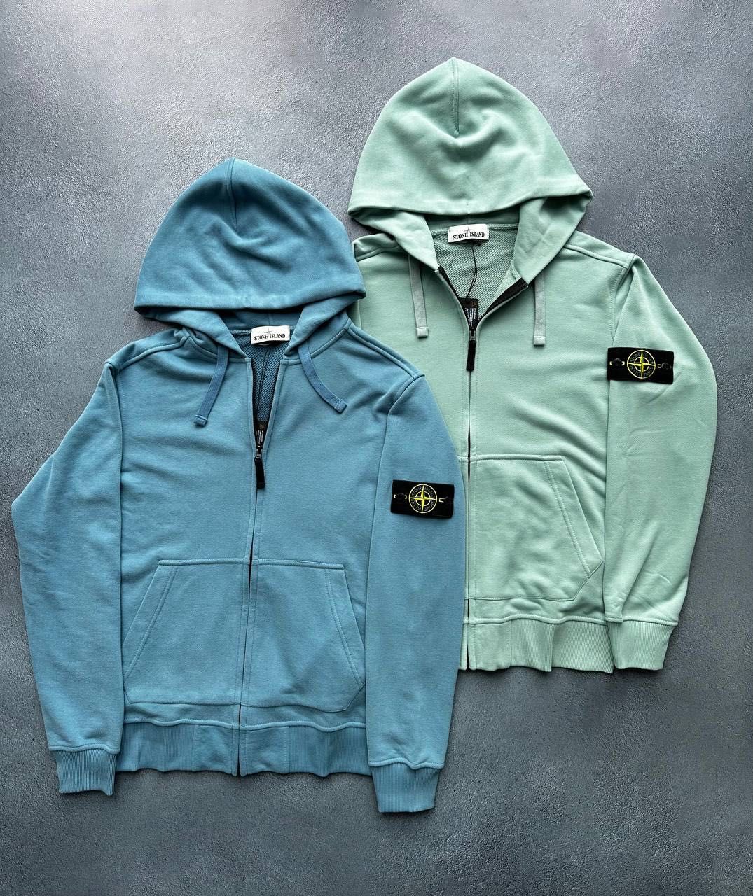 Зіп худі Stone Island блакитне Кофта Стонік м’ятна Зип худи Стон Айлен