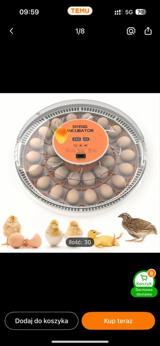 Inkubator automatyczny na 30 jaj kurzych