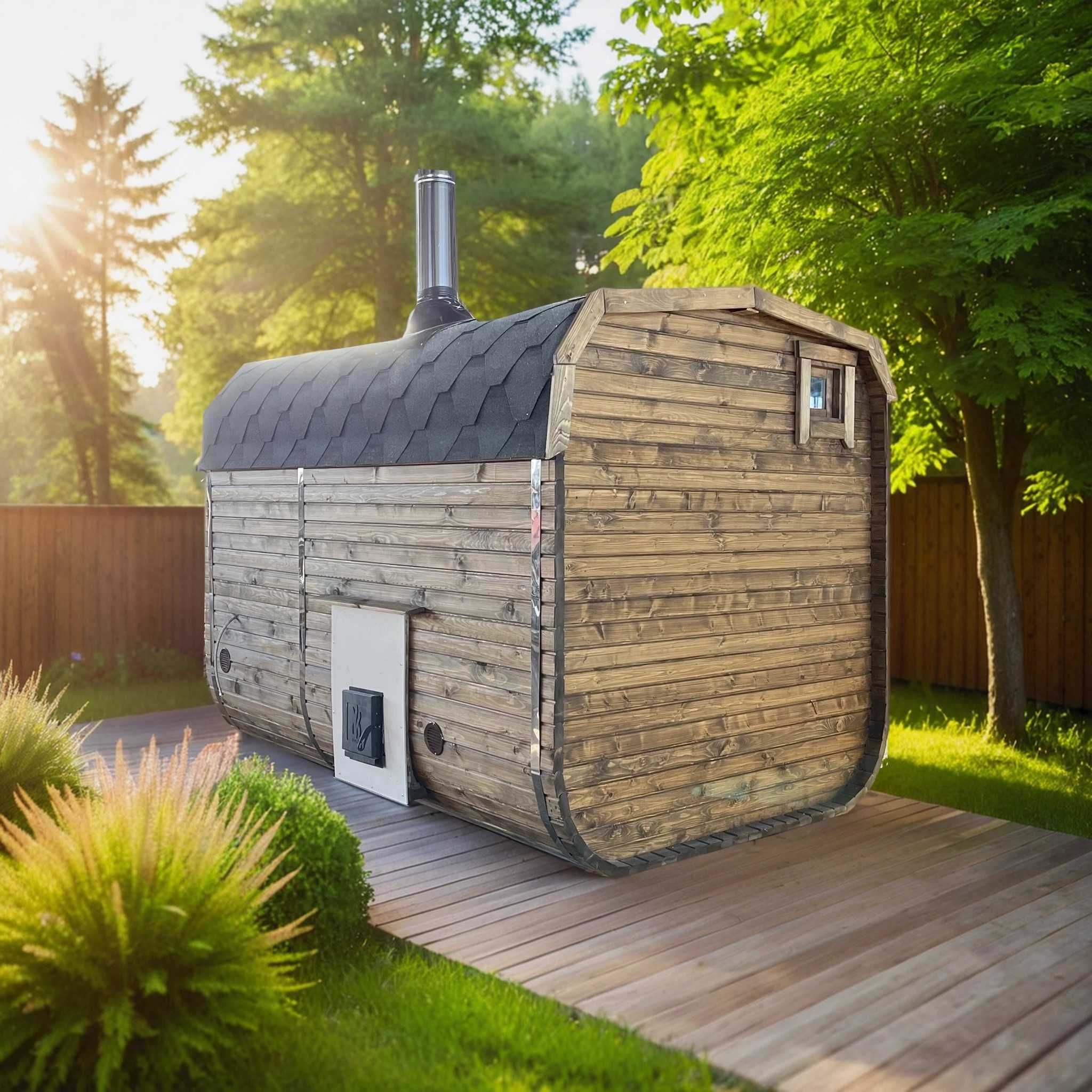 Sauna 2x3 m Ogrodowa Beczka Panorama – Fińska Ruska Bania z Piecem