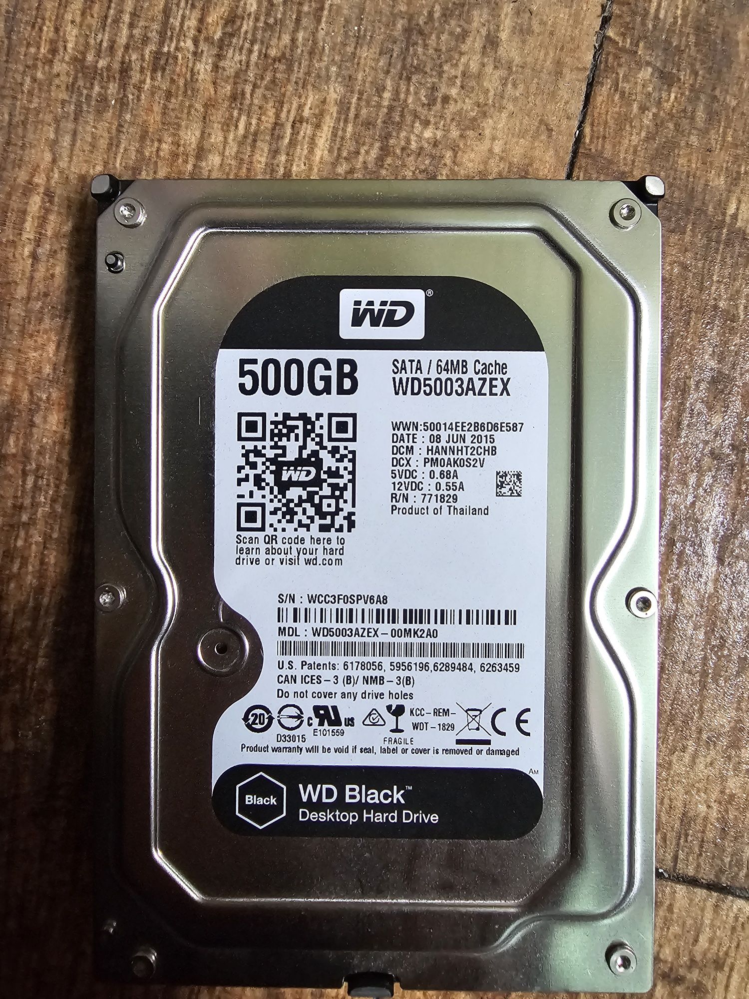 Жесткий диск 3,5" 500Gb WD Black WD5003AZEX