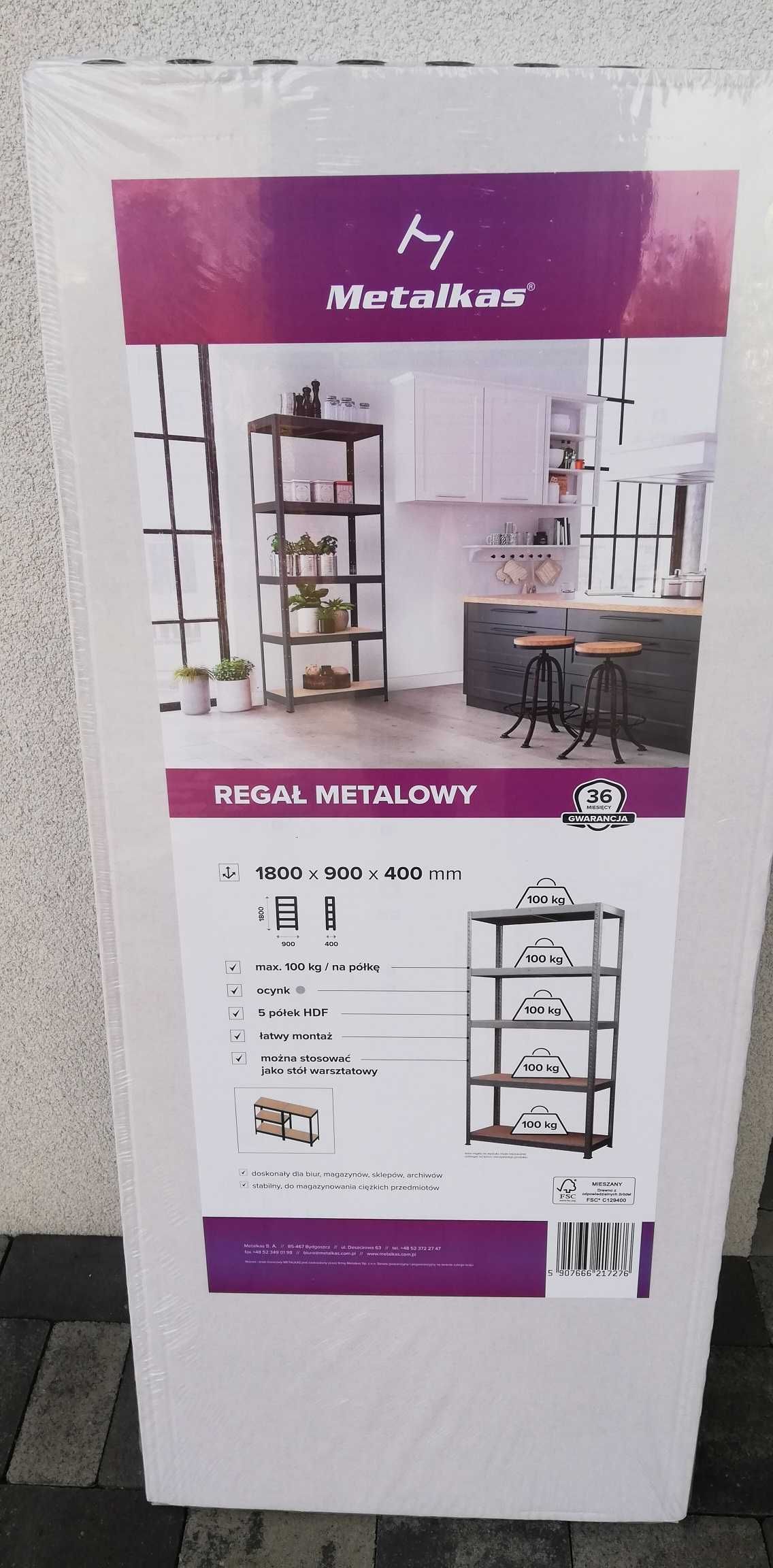 Regał metalowy 180x90x40 do garażu strychu piwnicy Metalkas 100kg 5pół