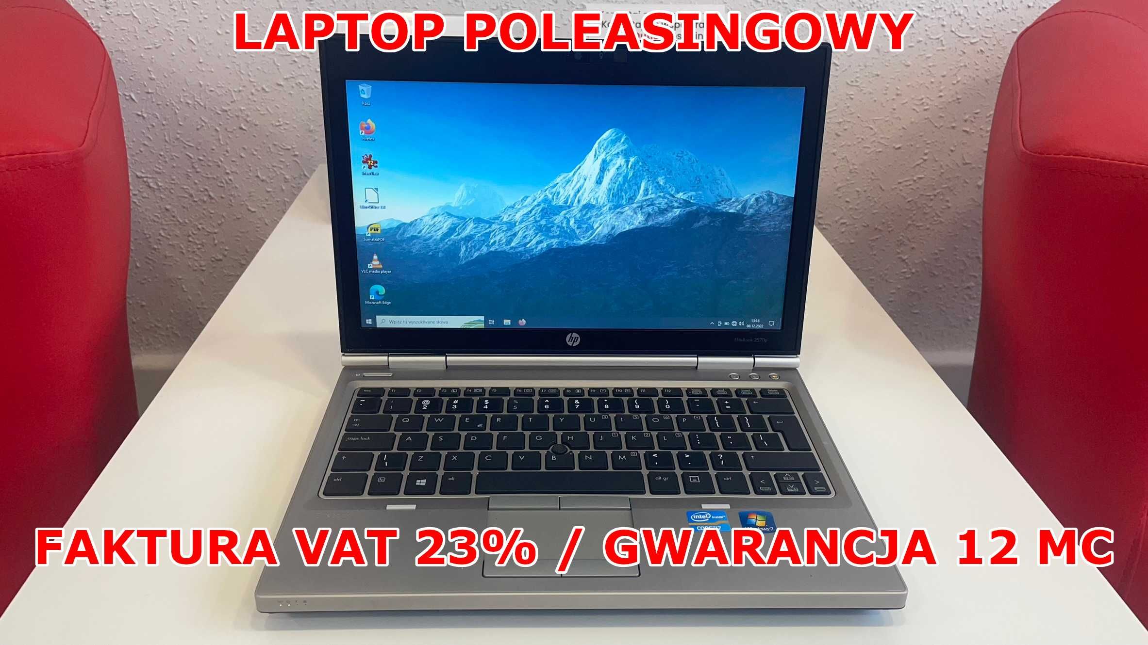 Mały Biznesowy HP 2570P I7 8GB SSD Kamera A-Klasa FV23% RATY 0%