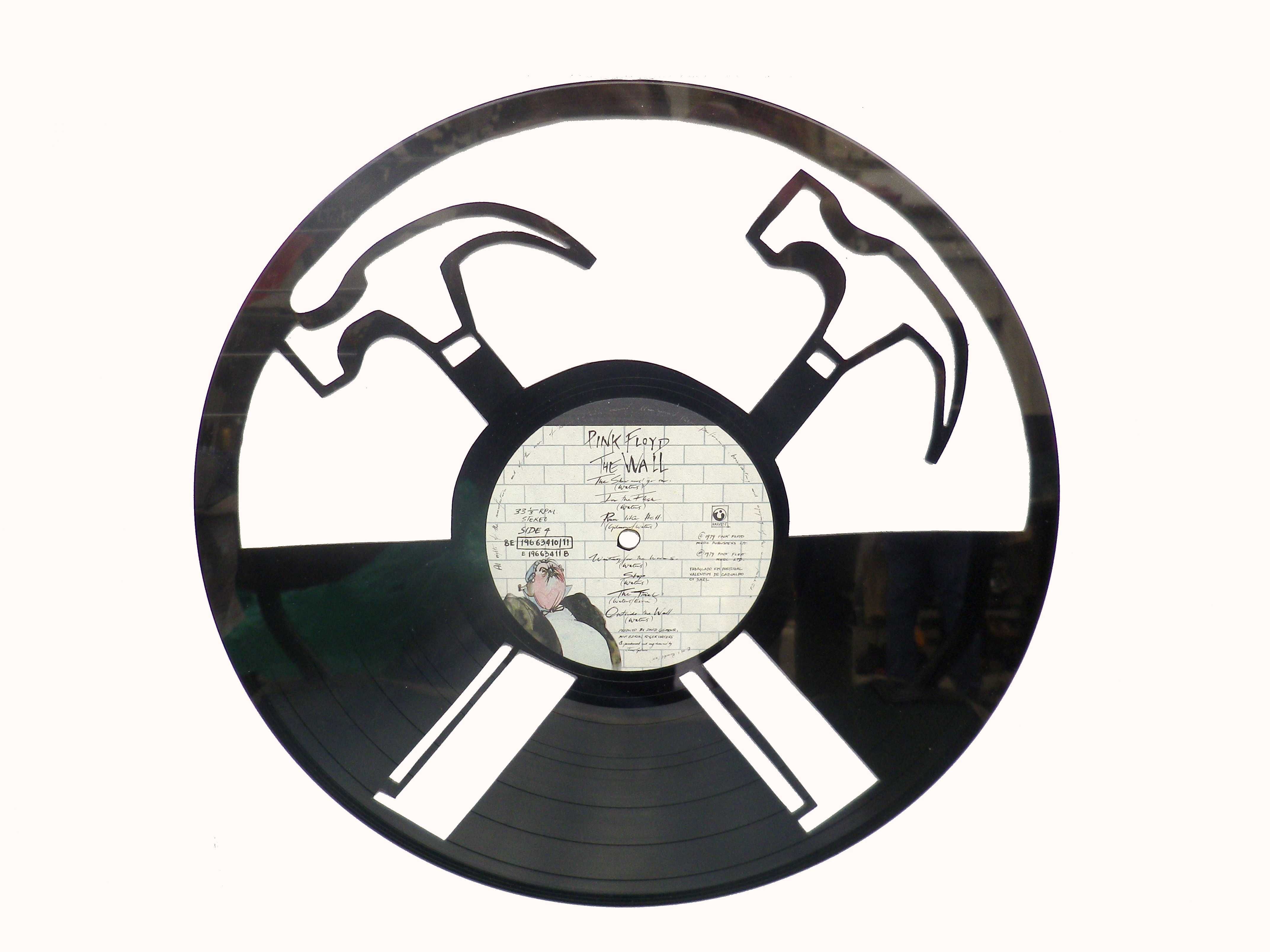Silhueta Decorativa Pink Floyd feita de disco de vinil LP
