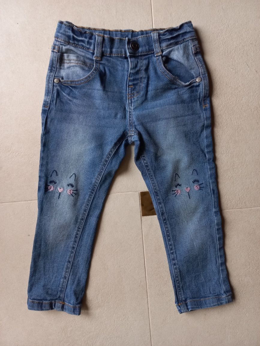 Nowe spodnie jeansy 98 2-3 lata Mothercare kotki