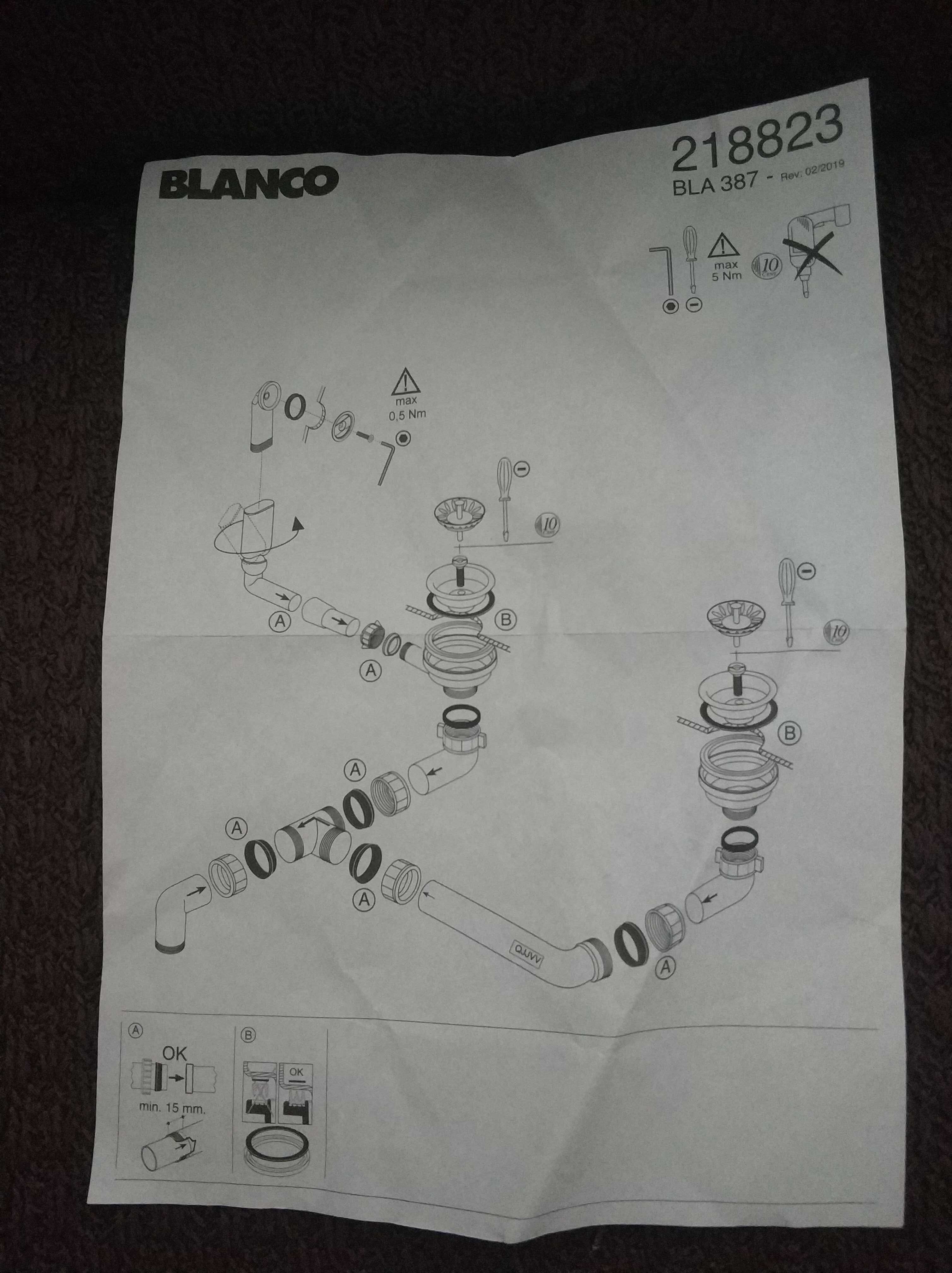 Zestaw odpływowy Blanco Sito 2x3,5" cala syfon do zlewozmywaka zlewu