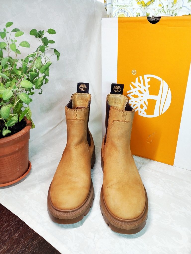 Черевики жіночі Челсі Timberland 24,5 cm демі коричневі, руді, койот