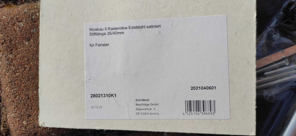 Klamka okienna - stal nierdzewna