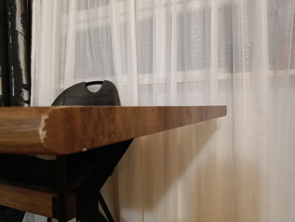 Stół jadalny, 160x90x76 cm, płyta MDF, dekor 3D dziki dąb, metal, czar