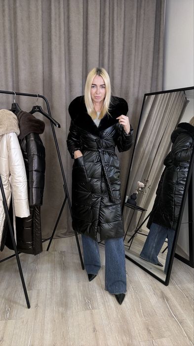 Зимове пальто з еко норкою