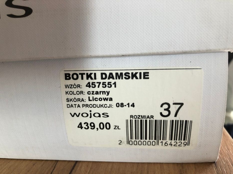 Botki czarne na szpilce, Wojas, rozm 37