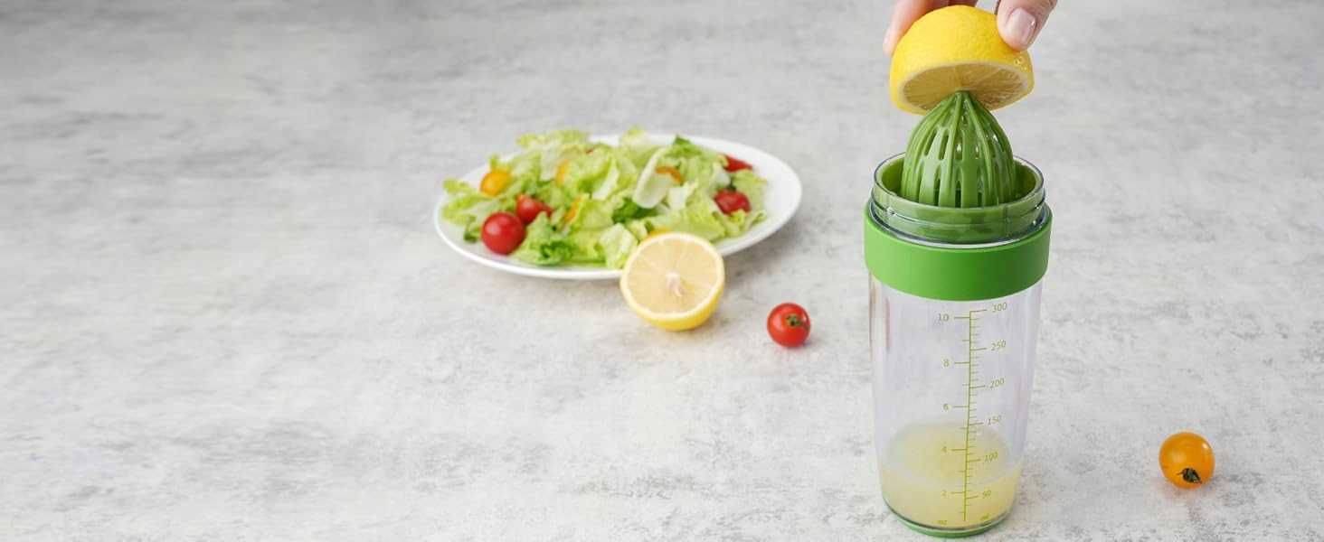 shaker do sosów z wyciskarką do soków,kubek z miarką,na dressing, 350