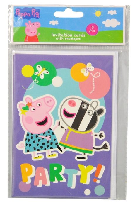 Zaproszenia urodzinowe Świnka Peppa koperty 5 sztuk