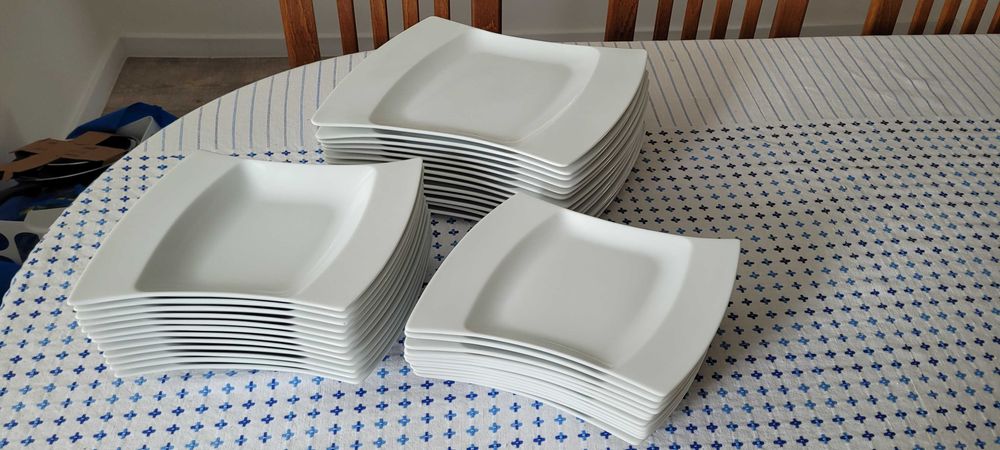 Komplet talerzy 6 osób Lubiana Wing głębokie płytkie deserowe 18 szt.