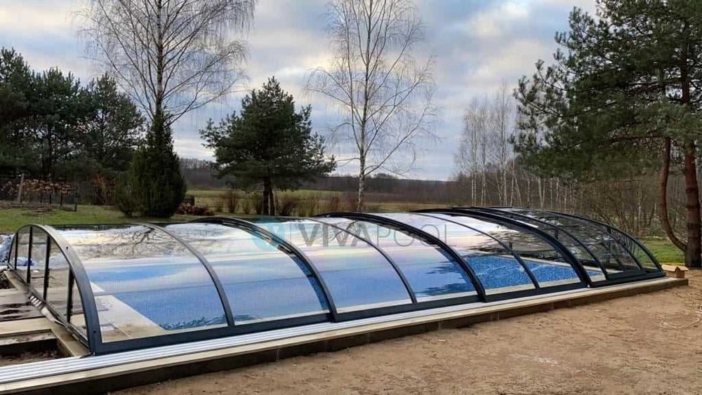 Niskie zadaszenie basenowe SMART 7,75 x 3,50 x 0,80 poliwęglan lity