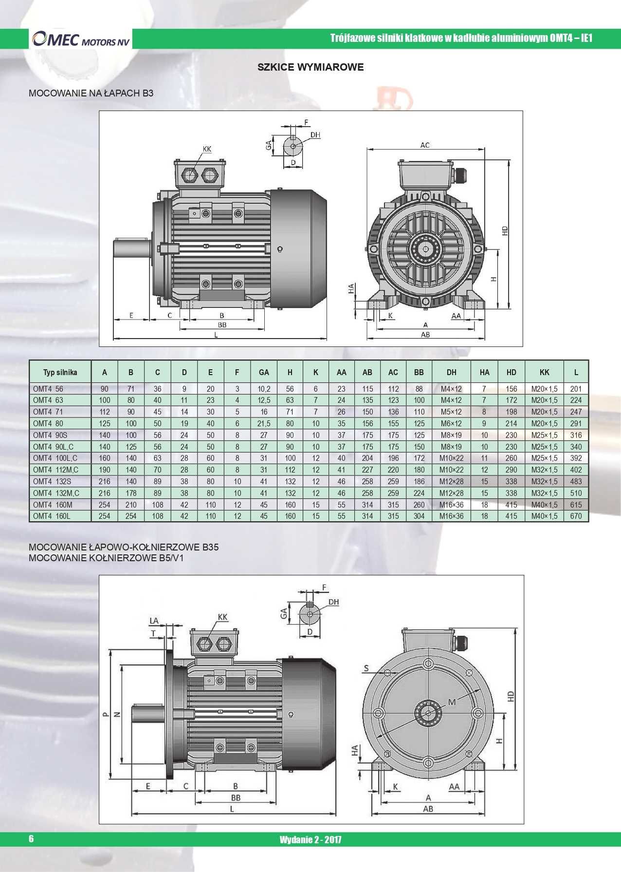 silnik elektryczny 0,37kW 700obr. 3fazowy 90B35 OMT
