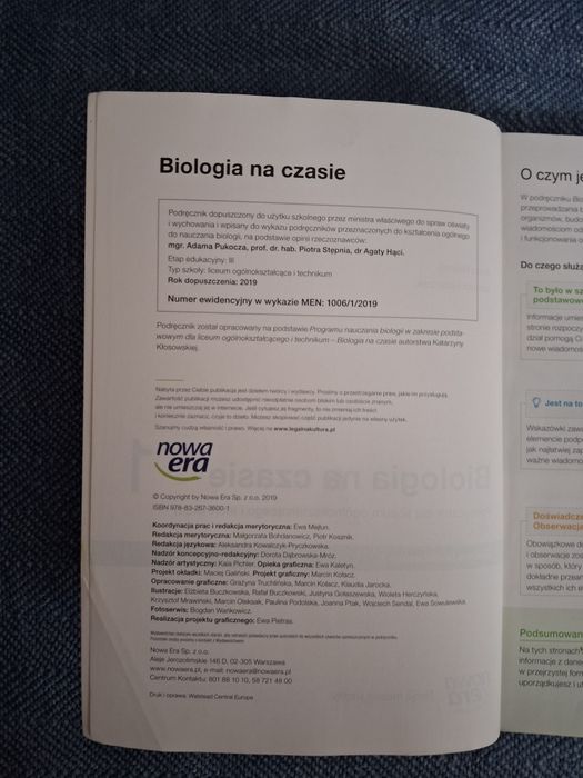 Biologia na czasie 1, podręcznik, zakres podstawowy