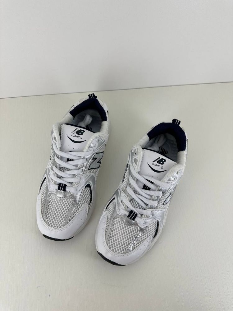 New balance 530 white navy silver кросівки жіночі