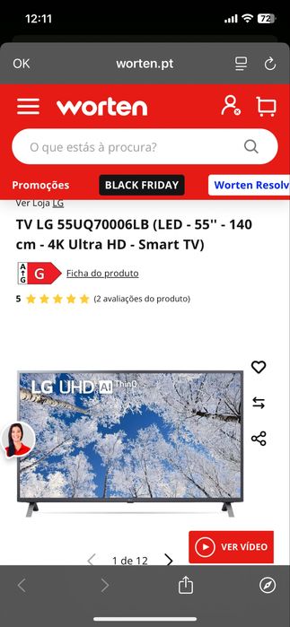 SMART TV LG 55”  4K C/AVARIA (luz de fundo)