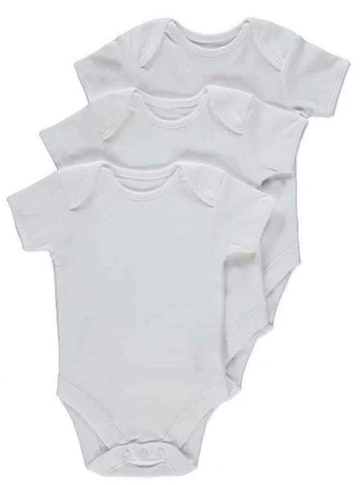 3-pak białe body krótki rękaw GEORGE first size 50/56cm