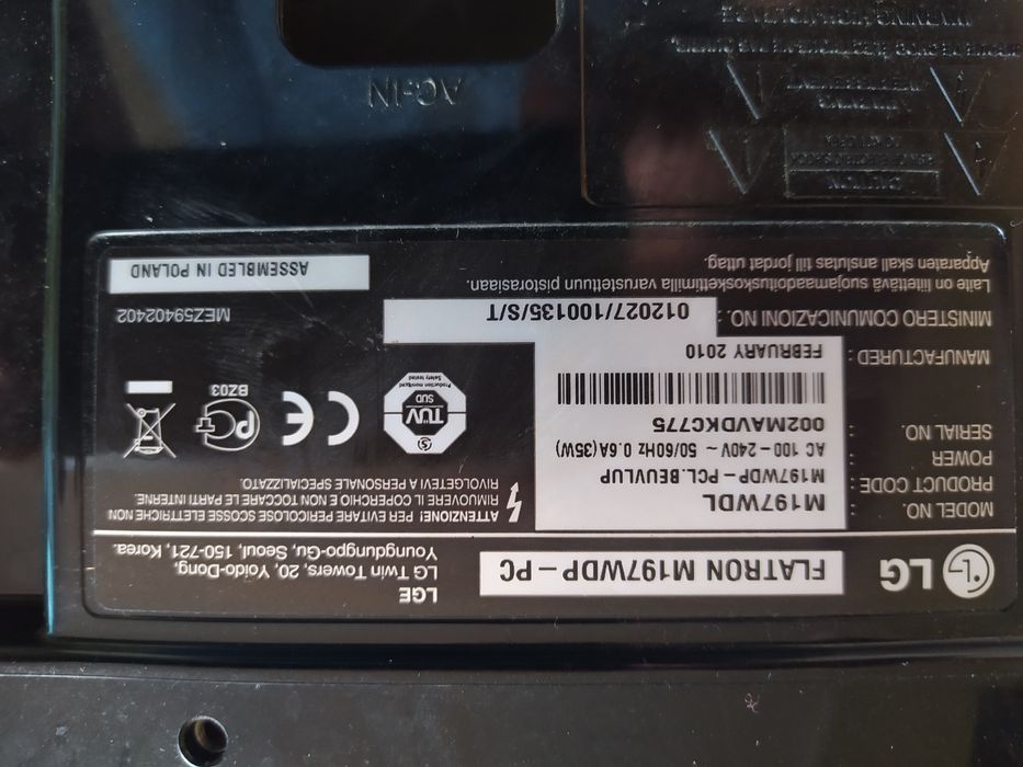 LG flatron M197WDP tv płyta główna eax