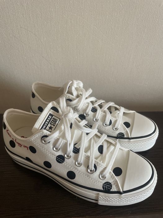 Жіночі кеди Converse конверси білі в горошок на платформі 41 розмір