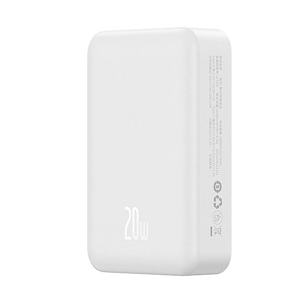 Powerbank Baseus Magnetic Mini 20000 mAh 20W - biały + kabel USB-C / U