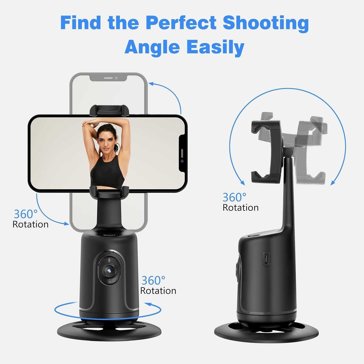 Auto Face Tracking Tripod, 360 Obrót twarzy Kamera telefonu