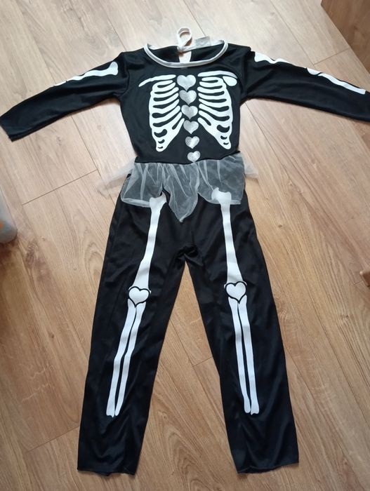 Strój przebranie dla dziewczynki szkielet 4-6 lat wada