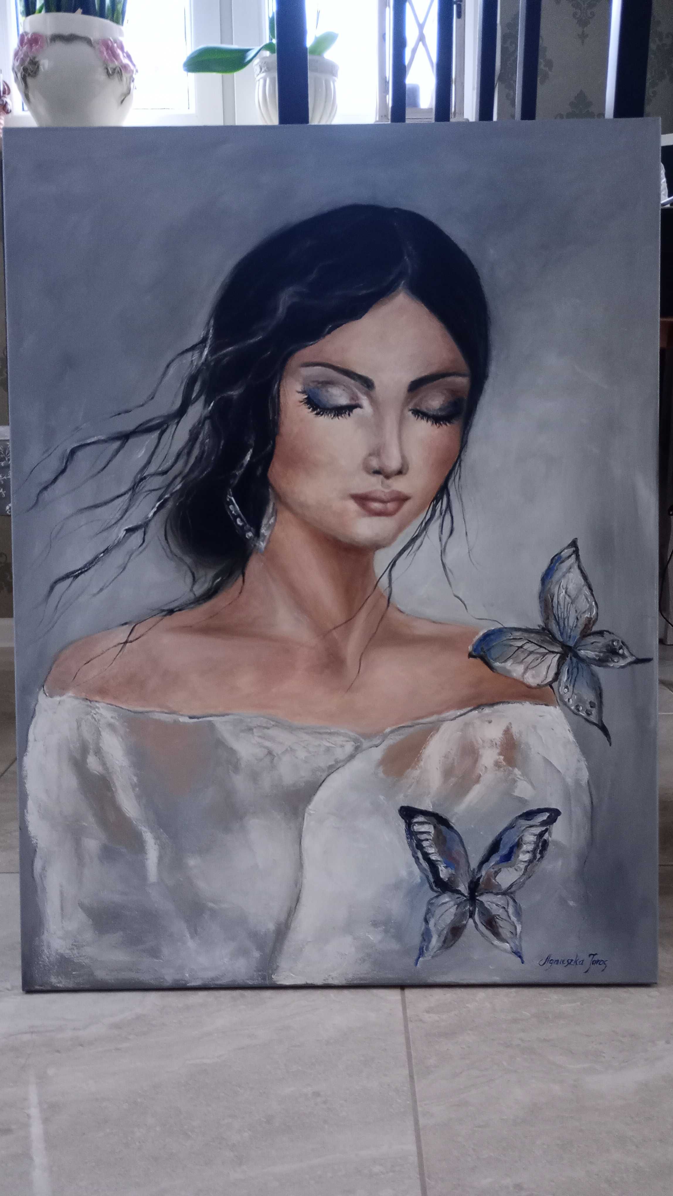 Duży obraz olejny portret konia, koń