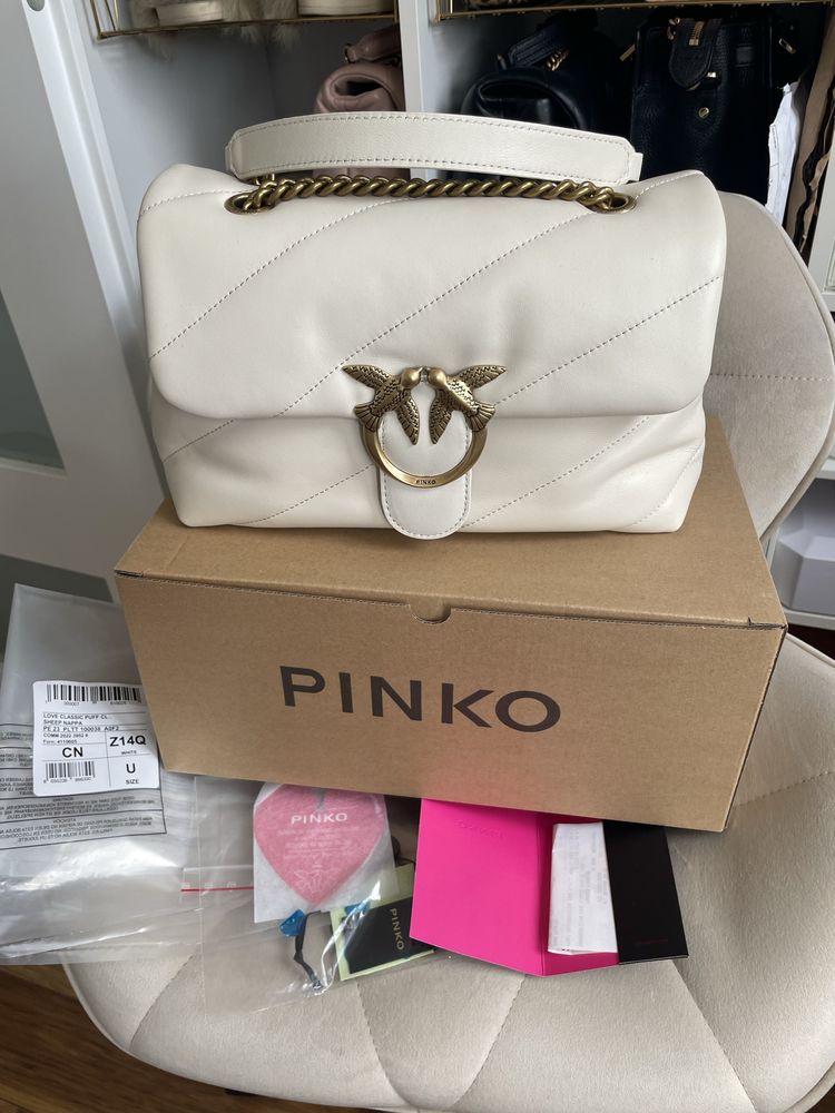 Pinko Classic Love Bag Puff skan NFC rachunek Pinko nowa torebka złota