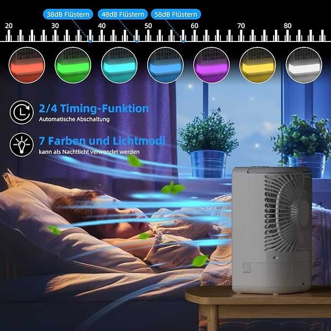 Urządzenie 3w1 nawilżacz lampka klimatyzator wentylator USB  pilot