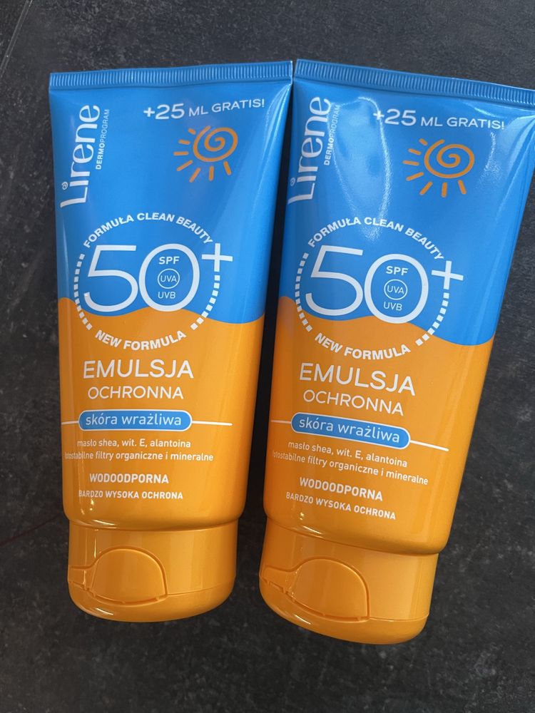 2 szt Lirene Sun, Emulsja ochronna, skóra wrażliwa, SPF 50+, 175 ml