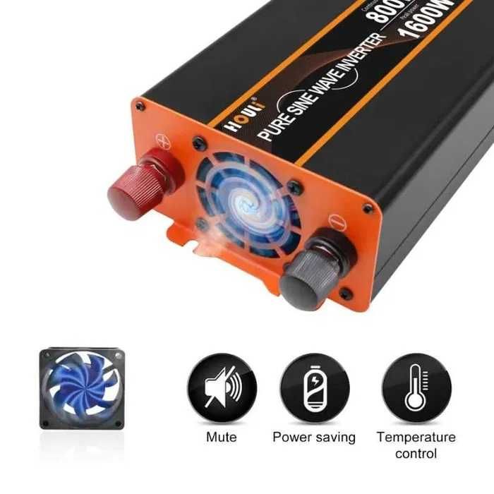 Інвертор Перетворювач напруги Houli 1600/800 Вт 12-220V Чистий синус