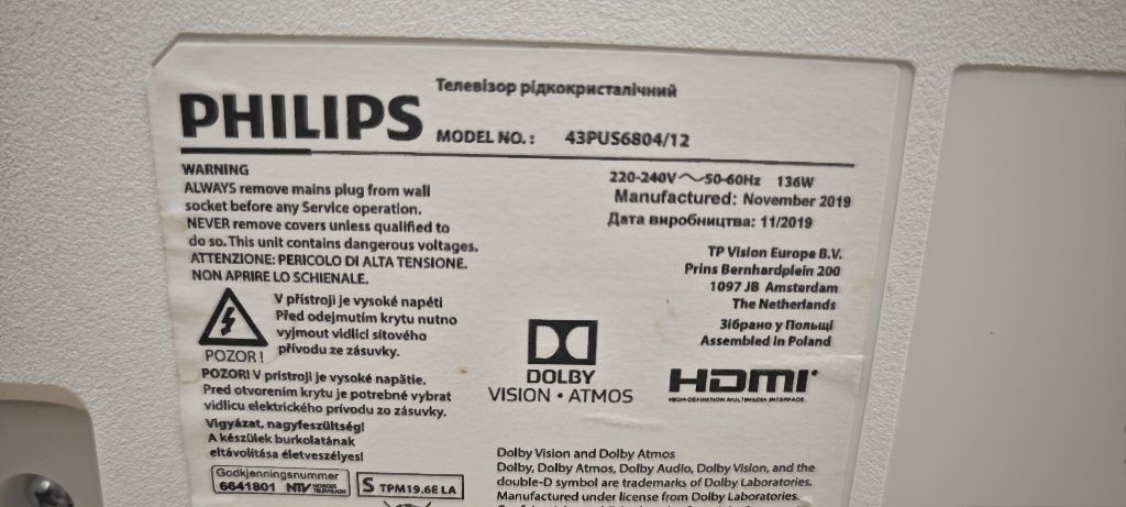 Telewizor LED 43 cale Philips 4K Smart AMBILIGHT