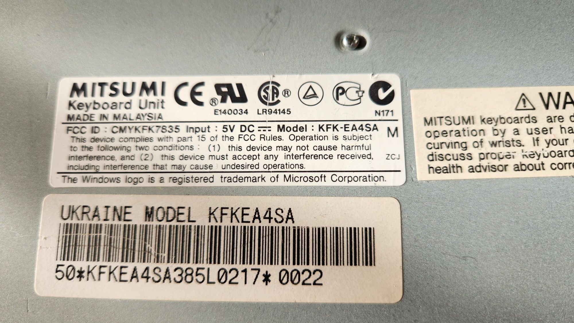 Механічна клавіатура Mitsumi kfk-ea4sa роз'єм ps2