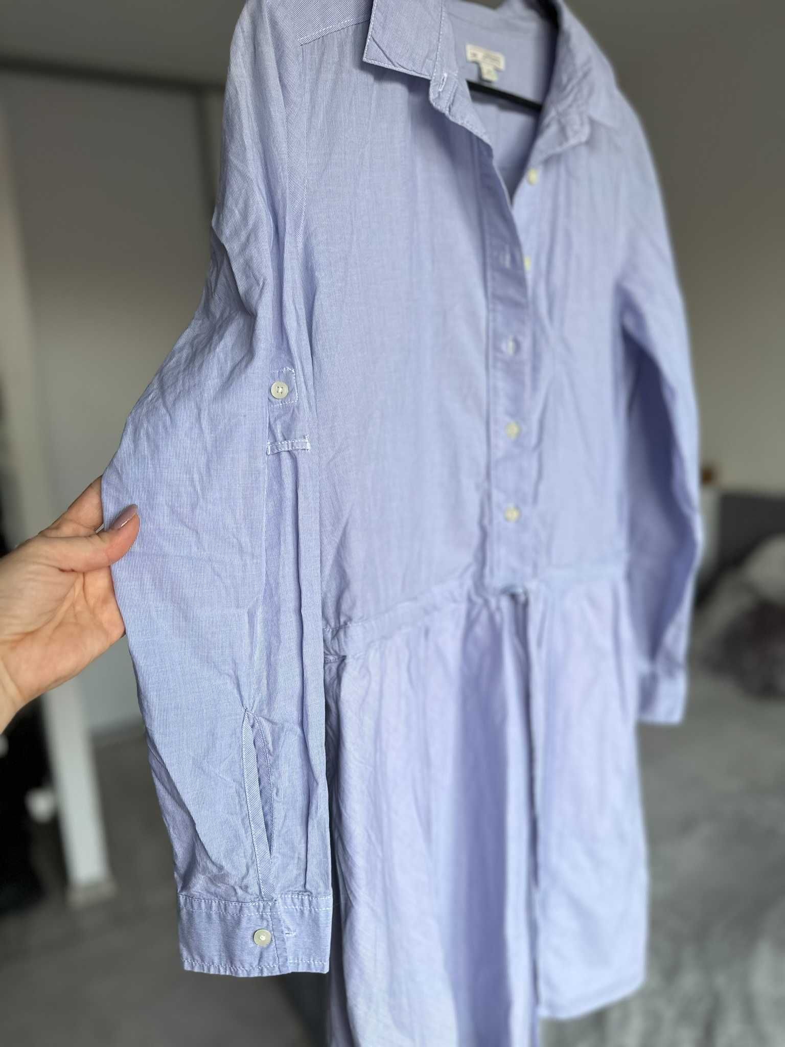 Niebieska sukienka oversize paski kołnierzyk GAP 100% bawełna