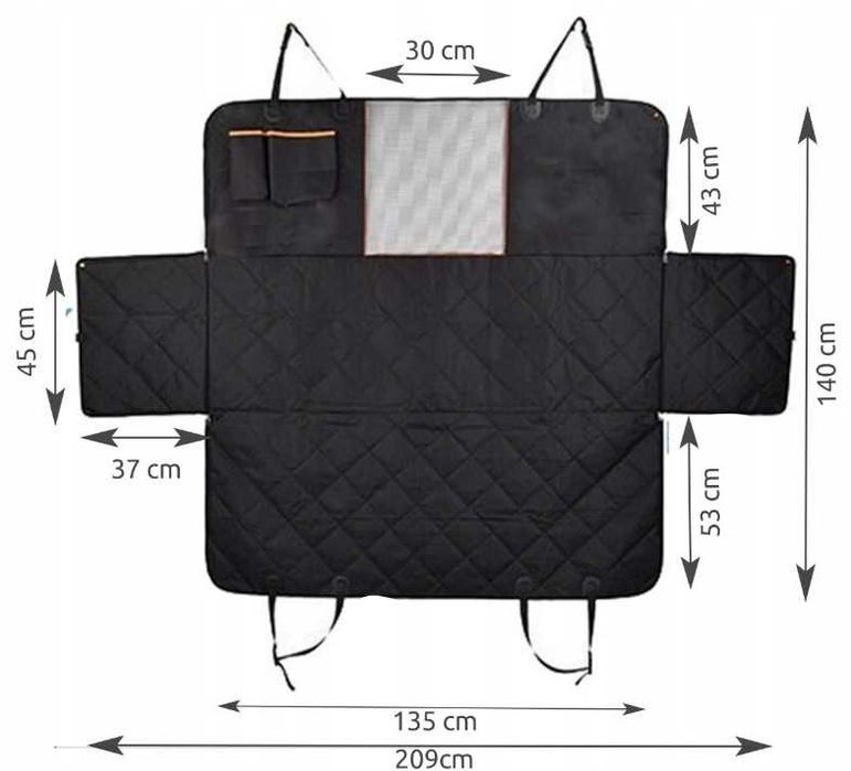 Mata do Samochodu na Siedzenie Pokrowiec dla Psa 209x140cm Czarny