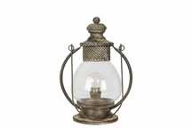Lampion metalowy brązowo-zielony na baterie wiszący 16275